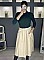 Γυναικεία φούστα δερματίνη τύπου κλος με ζώνη και τσέπες | Μπεζ