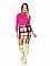 Γυναικεία φούστα mini καρό με ζωνάκι | Ροζ