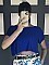 Γυναικεία μπλούζα ψιλό πλεκτό κοντή με κοντό μανίκι σε άνετη γραμμή | Μπλε Ρουά
