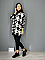 Γυναικεία πλεκτή μπλούζα pied de poule ζιβάγκο  | Μαύρο