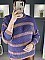 Γυναικεία πλεκτή μπλούζα ζιβάγκο ριγέ με διακοσμητικά κουμπιά στον ώμο σε ανετη γραμμή | Μωβ