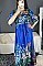 Γυναικείο floral maxi φόρεμα με κοντό μανιίκι τύπου κρουαζέ | Μπλε