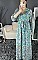 Γυναικείο floral maxi φόρεμα με μακρύ μανιίκι τύπου κρουαζέ | Γαλάζιο