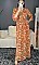 Γυναικείο floral maxi φόρεμα με μακρύ μανιίκι τύπου κρουαζέ | Πορτοκαλί
