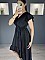 Γυναικείο φόρεμα maxi ασύμμετρο μονόχρωμο κρουαζε με βολάν | Μαύρο