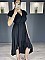 Γυναικείο φόρεμα maxi ασύμμετρο μονόχρωμο κρουαζε με βολάν | Μαύρο