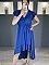 Γυναικείο φόρεμα maxi ασύμμετρο μονόχρωμο κρουαζε με βολάν | Μπλε