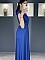 Γυναικείο φόρεμα maxi lurex με σκισίματα μπροστά και σορτς εσωτερικά πλισέ | Μπλε Ρουά