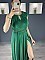 Γυναικείο φόρεμα maxi lurex με σκισίματα μπροστά και σορτς εσωτερικά πλισέ | Πράσινο