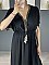 Γυναικείο φόρεμα maxi με Ve λαιμοκοψη και  βολάν στο τελείωμα | Μαύρο