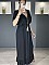 Γυναικείο φόρεμα maxi με Ve λαιμοκοψη και  βολάν στο τελείωμα | Μαύρο