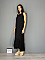 Γυναικείο φόρεμα maxi μονόχρωμο ασύμετρο με βολάν | Μαύρο