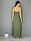 Γυναικείο φόρεμα maxi μονόχρωμο ασύμετρο με βολάν | Χακί
