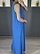 Γυναικείο φόρεμα maxi μονόχρωμο oversize με κολιέ | Μπλε