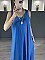 Γυναικείο φόρεμα maxi μονόχρωμο oversize με κολιέ | Μπλε