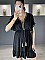 Γυναικείο φόρεμα mini με Ve λαιμοκοψη και  βολάν στο τελείωμα | Μαύρο