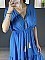 Γυναικείο φόρεμα mini με Ve λαιμοκοψη και  βολάν στο τελείωμα | Μπλε