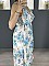 Γυναικείο maxi φόρεμα floral ασύμμετρο κρουαζέ με βολάν και ραντάκι | Γαλάζιο