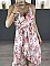 Γυναικείο maxi φόρεμα floral ασύμμετρο κρουαζέ με βολάν και ραντάκι | Ροζ
