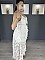 Γυναικείο maxi φόρεμα σορτσάκι με δαντέλα χρυσές λεπτομέρειες με ραντάκι και βολάν στο τελείωμα | Λευκό