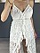Γυναικείο maxi φόρεμα σορτσάκι με δαντέλα χρυσές λεπτομέρειες με ραντάκι και βολάν στο τελείωμα | Λευκό