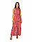 Γυναικείο maxi φόρεμα τύπου πουά κλείνει με κουμπι στο λαιμό | Κόκκινο