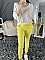Γυναικείο παντελόνι ελαστικό με διακοσμητικά κουμπιά | Κίτρινο