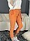Γυναικείο παντελόνι ψηλόμεσο ελαστικό με ζώνη του ίδιου υφάσματος | Πορτοκαλί