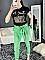 Γυναικείο παντελόνι ψηλόμεσο ελαστικό με ζώνη του ίδιου υφάσματος | Πράσινο