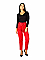 Γυναικείο παντελόνι ψηλόμεσο με διακοσμητικά κρικάκια | Κόκκινο