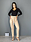 Γυναικείο παντελόνι ψηλόμεσο με διακοσμητικά κρικάκια | Μπεζ