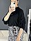 Γυναικείο πουκάμισο μονόχρωμο ασύμμετρο με σουρα στο μανίκι | Μαύρο