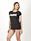 Γυναικεία μπλούζα t-shirt με στάμπα ασημένια γράμματα "STRONGER" σε άνετη γραμμή και κοντό μανίκι | Μαύρο