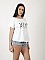 Γυναικεία μπλούζα t-shirt με στάμπα "ICON" πιο μακριά πίσω και κοντό μανίκι | Λευκό
