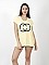 Γυναικεία μπλούζα t-shirt με στάμπα μακριά σε άνετη γραμμή και κοντό μανίκι | Κίτρινο