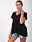 Γυναικεία μπλούζα t-shirt με V λαιμόκοψη | Μαύρο [-9%] - πλαϊνή όψη