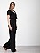 Γυναικεία ολόσωμη φόρμα τύπου κρουαζέ με ζωνάκι | Μαύρο - πλαϊνή όψη