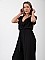 Γυναικεία ολόσωμη φόρμα τύπου κρουαζέ με ζωνάκι | Μαύρο - πλαϊνή όψη