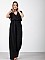 Γυναικεία ολόσωμη φόρμα τύπου κρουαζέ με ζωνάκι | Μαύρο - μπροστινή όψη