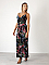 Γυναικείο φόρεμα maxi floral με φοίνικες τύπου κρουαζέ με ράντα που αυξομειώνεται | Μαύρο