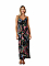 Γυναικείο φόρεμα maxi floral με φοίνικες τύπου κρουαζέ με ράντα που αυξομειώνεται | Μαύρο