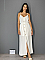 Γυναικείο φόρεμα maxi μονόχρωμο με διακοσμητικά κουμπιά έχει ράντες που αυξομειώνονται και λάστιχο στη μέση | Λευκό