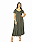 Γυναικείο φόρεμα maxi oversize με βολάν boho style | Χακί