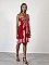 Γυναικείο φόρεμα midi ethnic με λάστιχο στο μπούστο και δέσιμο στο λαιμό | Κόκκινο