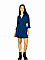 Γυναικείο φόρεμα mini τύπου κρουαζέ με βολάν και ζωνάκι στη μέση | Πετρόλ