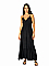 Γυναικείο maxi φόρεμα κρουαζέ με βολάν στο τελείωμα ράντες που αυξομειώνονται και λάστιχο στη μέση | Μαύρο