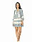 Γυναικείο mini φόρεμα ETHNIC STYLE με βολάν με βάση το λευκό χρώμα | Πετρόλ