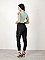 Γυναικείο υφασμάτινο παντελόνι all seasons με αλυσίδα λάστιχο στο τελείωμα και στη μέση τσέπες στα πλαϊνά | Μαύρο