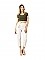 Γυναικείο υφασμάτινο παντελόνι all seasons με λάστιχο και ζώνη στη μέση ρεβέρ στο τελείωμα και τσέπες | Μπεζ