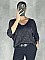 Γυναικεία μπλούζα ψιλό πλεκτό, lurex με κοντό μανίκι τύπου νυχτερίδα και V λαιμόκοψη | Μαύρο